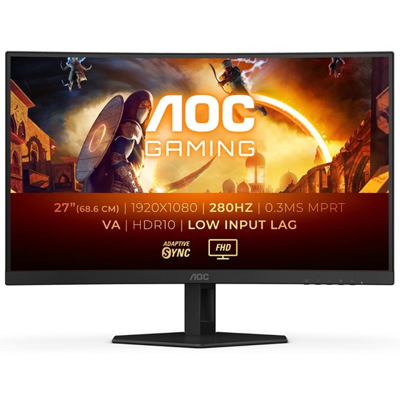 Monitor AOC C27G4ZXE, 27" FHD Fast VA Curved, 280Hz 0.3ms, HDMI, DP, Crni