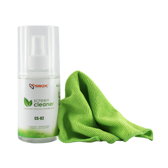 Sredstvo za čišćenje ekrana + antistatička krpica, 200ml SBOX, P/N: CS-02