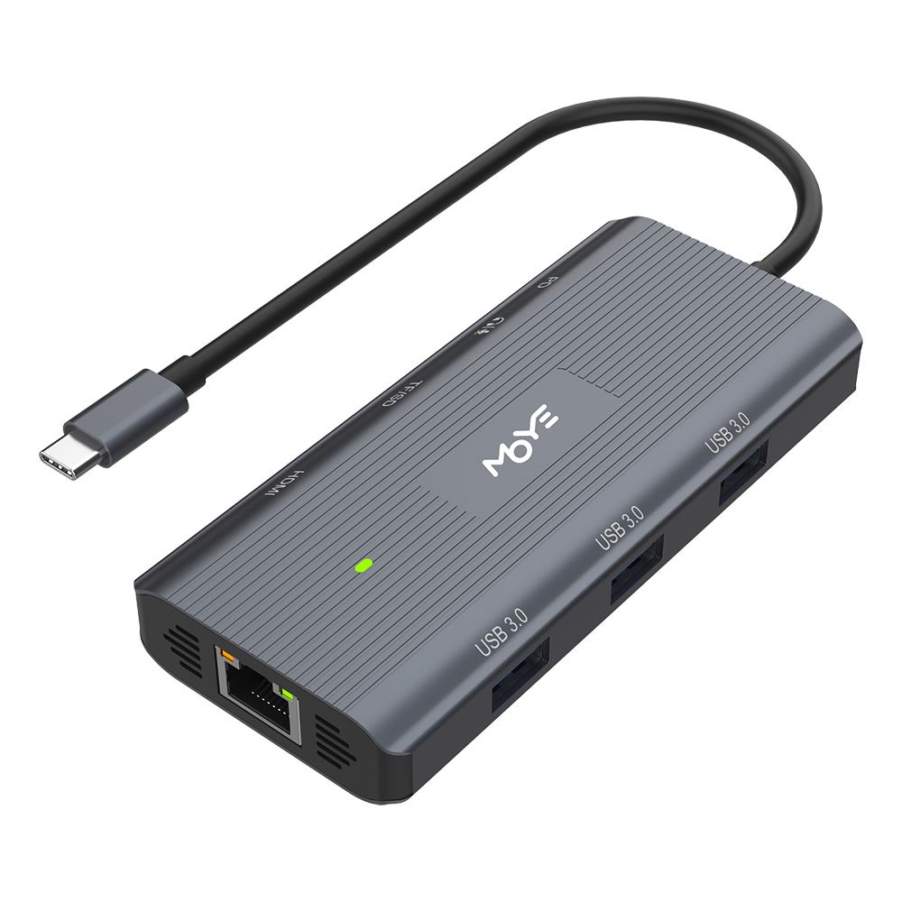Port Replicator Moye Core Multiport X9, 1× HDMI, 1× RJ45, 1× USB-C PD 3.0, 3× USB 3.0, Dual SD, 8605042622306