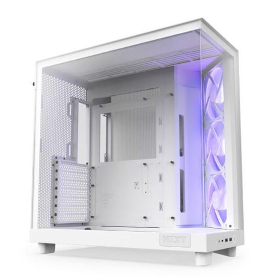 Kućište NZXT H6 Flow RGB, bijelo bez napajanja, ATX, CC-H61FW-R1