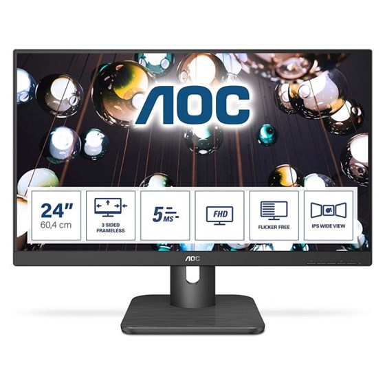 Monitor AOC 24E1Q, 23.8" FHD, IPS, 60Hz 5ms, HDMI, DP, VGA, Zvučnici, Crni
