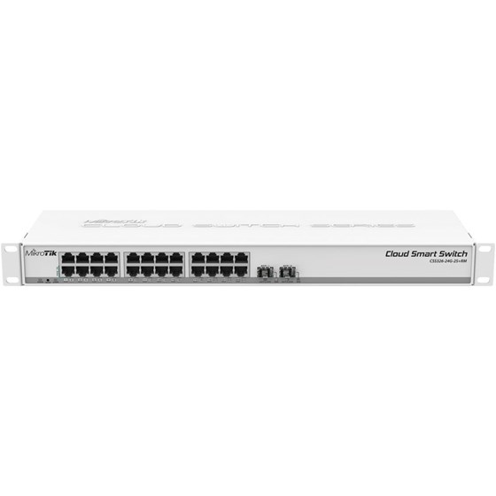 Mikrotik Cloud Smart Switch CSS326-24G-2S+RM, 24×G-LAN, 2×SFP+, 1U rackmount, PSU, SwOS