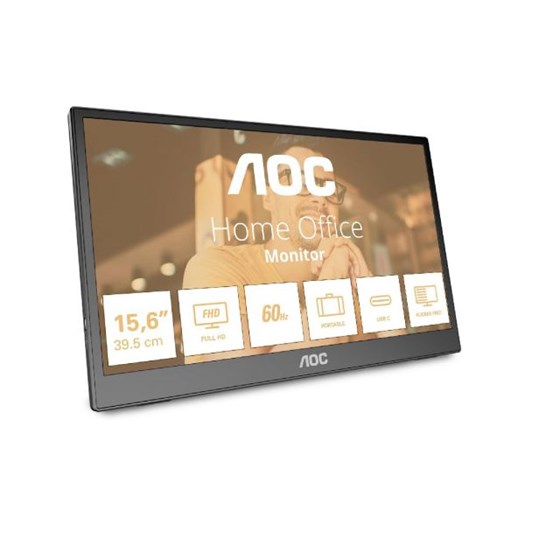 Monitor AOC 16T3EA, 15.6 " FHD, IPS, 60Hz, 4 ms, 1x USB-C, Crni