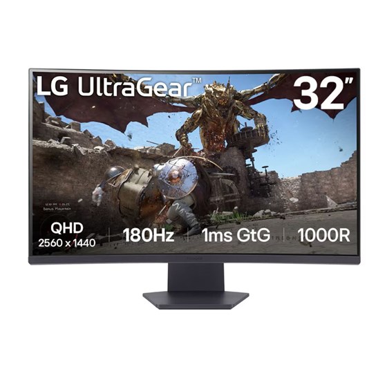 Monitor LG UltraGear 32GS60QC 32" QHD, 3000:1, 180Hz, VA zakrivljeni,  1ms, FreeSync, DP, 2x HDMI