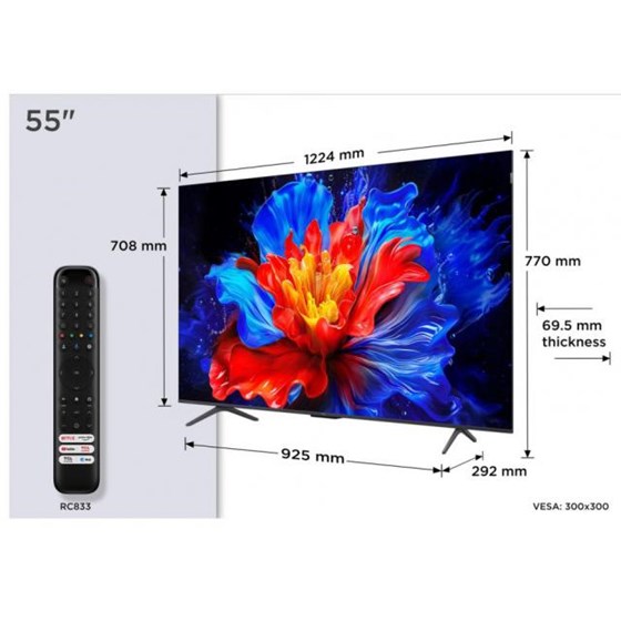 TV TCL 55P8K 55" 4K UHD, QLED,  Smart TV, 55P8K