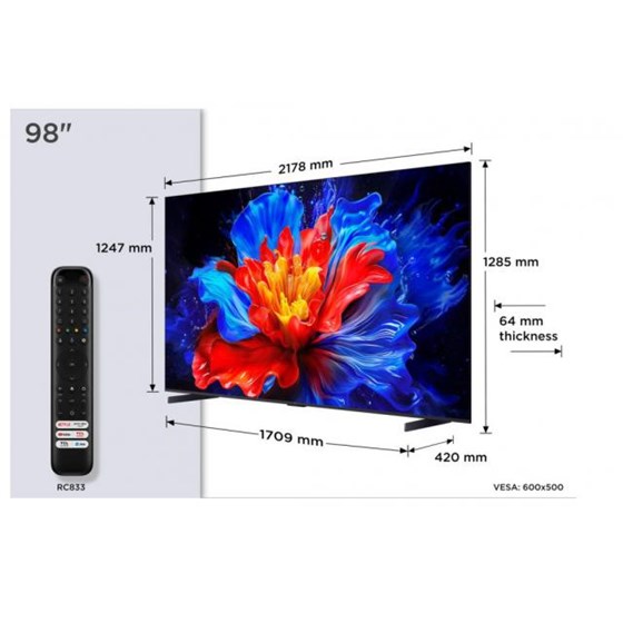 TV TCL 98P8K 98" 4K UHD, QLED,  Smart TV, 98P8K