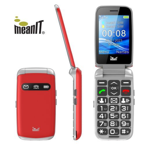 MEANIT SENIOR FLIP MAX MOBILNI TELEFO, 2.8", CRVENI, MGSM112