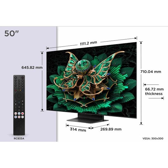 TV TCL 50C7K, 50" 4K UHD, minLED, Smart TV, 50C7K