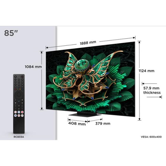 TV TCL 85C7K, 85" 4K UHD, minLED, Smart TV, 85C7K