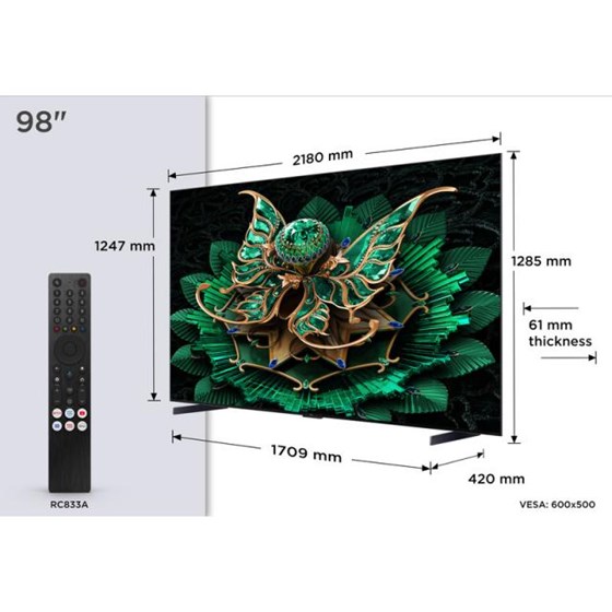 TV TCL 98C7K, 98" 4K UHD, minLED, Smart TV, 98C7K
