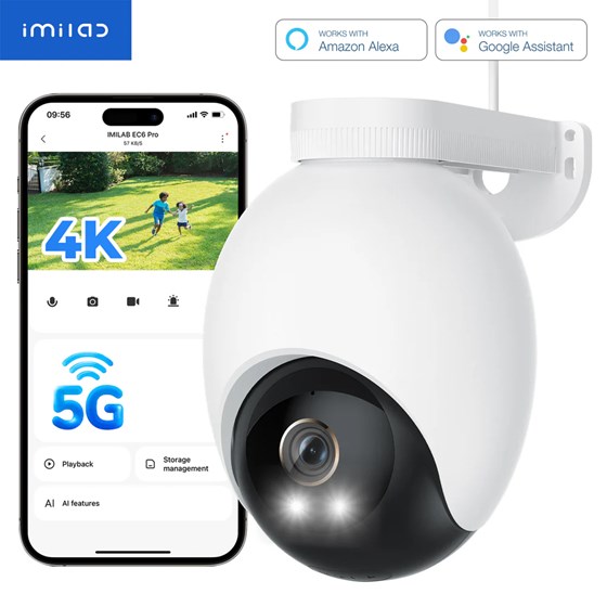 Imilab EC6 Pro Smart WiFi 6  sigurnosna kamera, vanjska, 4K, 8MP, 360° Panoramic View, Color Night Vision, LAN, IP66, Mi Home/Xiaomi, Alexa & Google Assistant
