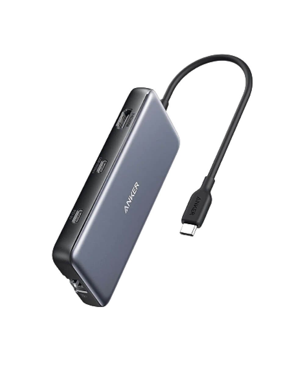Anker 555 USB-C Hub, 8u1, HDMI/USB-C PD100W/USB-C/USB-A×2/Card Reader/RJ-45, sivi