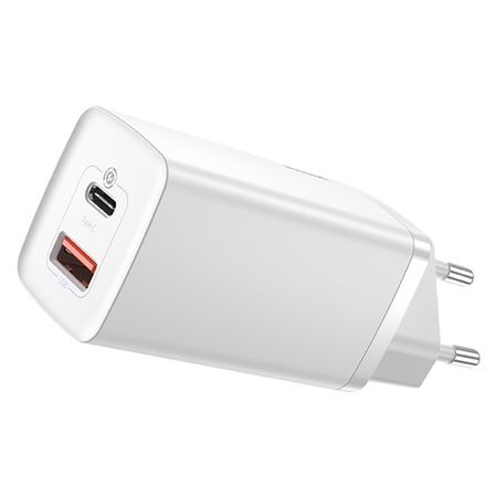 Univerzalni punjač za smartphone/tablet Baseus 2-port, 1x USB C 1x USB A, 65W, bijeli, CCGAN2L-B02