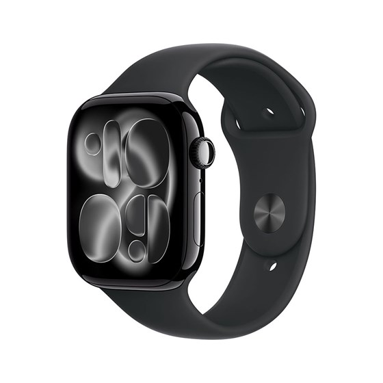Apple Watch S11 Cellular 42mm Jet Black Aluminium Case with Black Sport Band - M/L