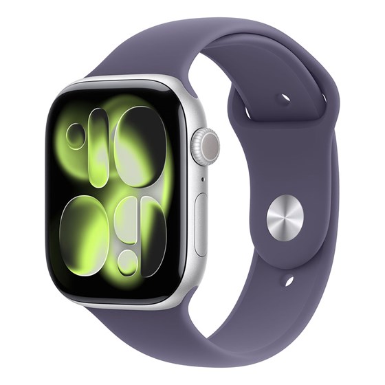 Apple Watch S11 Cellular 46mm Silver Aluminium Case with Purple Fog Sport Band - S/M