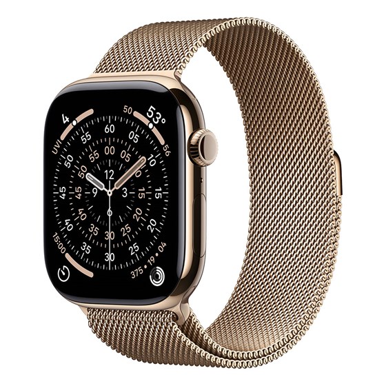 Apple Watch S11 Cellular 46mm Gold Titanium Case with Gold Milanese Loop - S/M