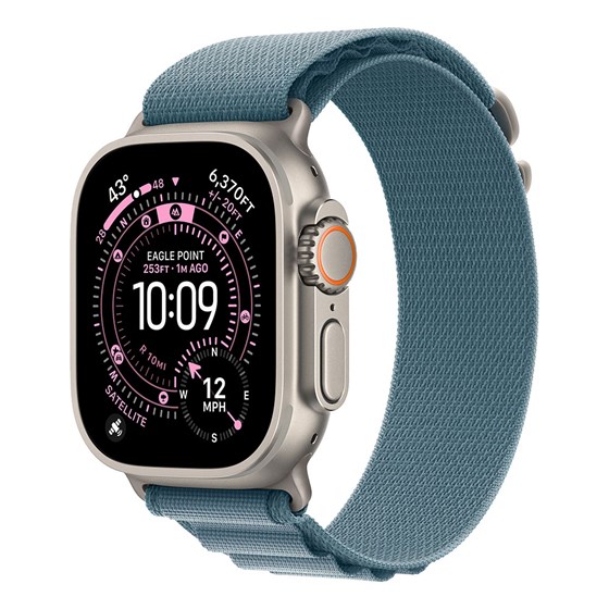 Apple Watch Ultra 3 Cellular 49mm Natural Titanium Case with Light Blue Alpine Loop - Small