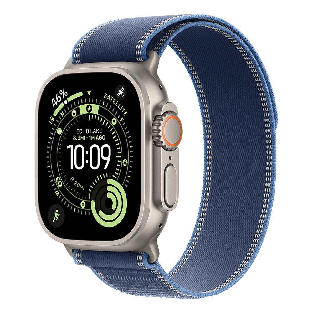Apple Watch Ultra 3 Cellular 49mm Natural Titanium Case with Blue/Bright Blue Trail Loop - M/L