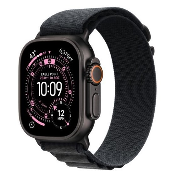 Apple Watch Ultra 3 Cellular 49mm Black Titanium Case with Black Alpine Loop - Small