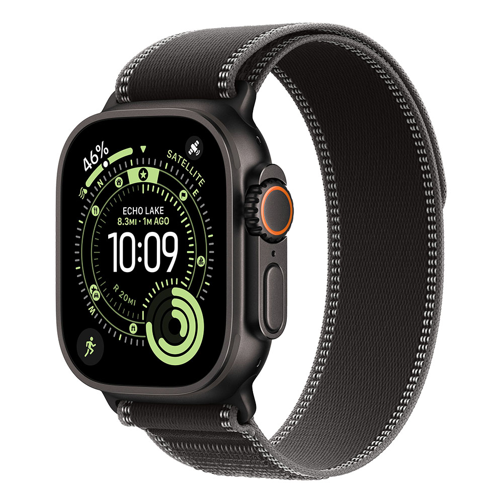 Apple Watch Ultra 3 Cellular 49mm Black Titanium Case with Black/Charcoal Trail Loop - M/L