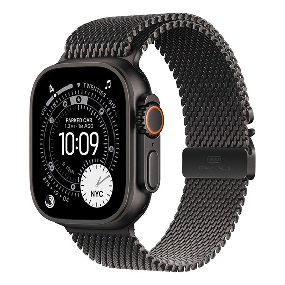 Apple Watch Ultra 3 Cellular 49mm Black Titanium Case with Black Titanium Milanese Loop - Small