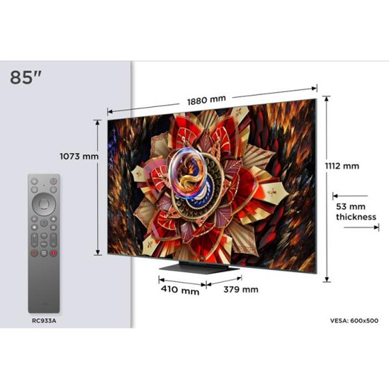 TV TCL 85C9K, 85" 4K UHD, minLED, Smart TV, 85C9K