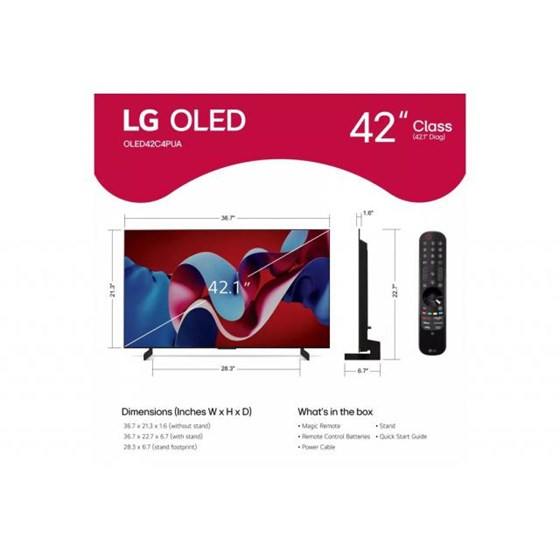 TV LG OLED42C41LA , 42" 4K UHD, OLED, Smart TV, OLED42C41LA