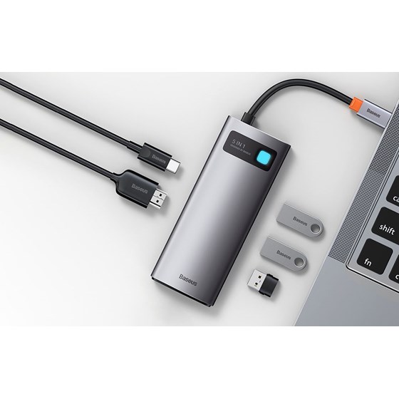 USB C Hub Baseus 5u1, 3x USB 3.0, 1x HDMI, 1x USB C (PD 100W), WKWG020013