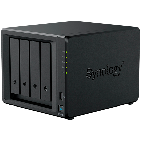 Synology DS425+ DiskStation 4-bay NAS server, 2.5"/3.5" HDD/SSD, 2× M.2 2280 NVMe SSD, 2GB DDR4, 1×G-LAN/1×2.5GbE LAN, USB3.2×2, Wake on LAN/WAN 