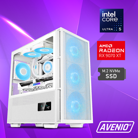 Avenio Prodigy Intel Core Ultra 5 245KF 3.60GHz 32GB 2TB SSD NVMe W11P RX 9070 XT Gaming OC, 16GB GDDR6 WiFi P/N: 02243216