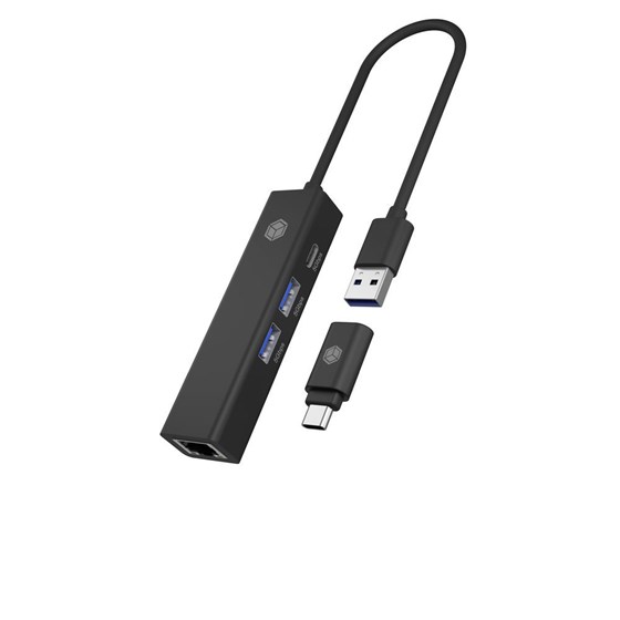 ICYBOX IB-HUB1439-LAN 4 PORT HUB with USB 3.2 Type or Type-C connection