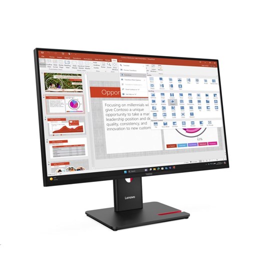 Monitor Lenovo ThinkVision T27i-40, 27" FHD, 300cd/m2, IPS, 48-120Hz 4ms, USB, HDMI, DP, VGA, Pivot, Crni, 64A5MAT6EU