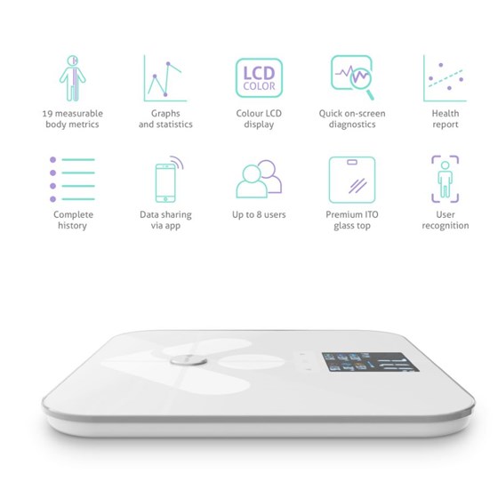 TRUELIFE FitScale W7 BT - bluetooth vaga za bioelektričnu impedanciju, white