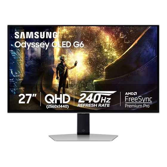 Monitor Samsung  LS27DG612SUXEN, 27",QHD OLED, 240Hz, HAS, 2xHDMI, 1xDP, Srebrna