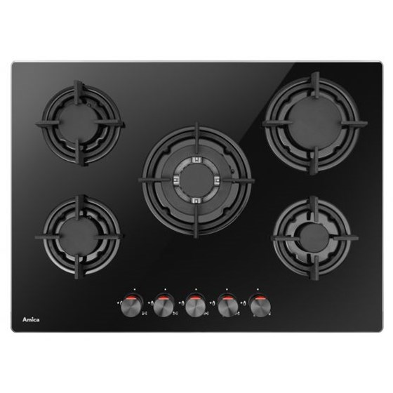 Amica Ploča za kuhanje PGCA7101AoB, 5 x plin, Wok, 70 cm, staklokeramika, crna