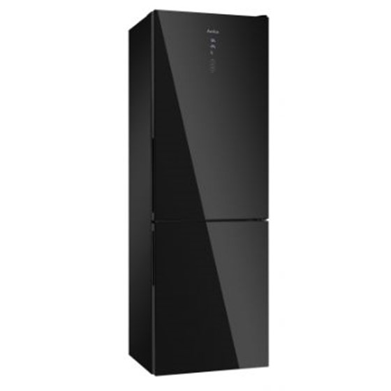 Amica Hladnjak FK3356.4GBDFZAA, NoFrost, kombinirani, crni, staklena fronta