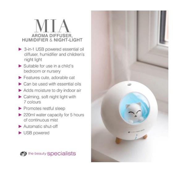 Rio Mia – 3 in 1 - Aroma diffuser, air humidifier, and night light