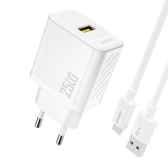 Univerzalni punjač Dudao 25W + USB C kabel 1m, bijeli
