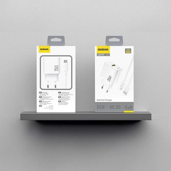 Univerzalni punjač Dudao 25W + USB C kabel 1m, bijeli