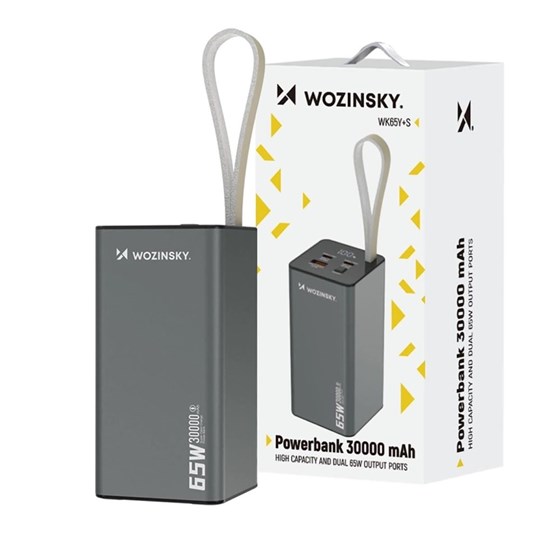 Powerbank Wozinsky K65+ PD 65W 30000mAh 2x USB-C, 1x USB-A