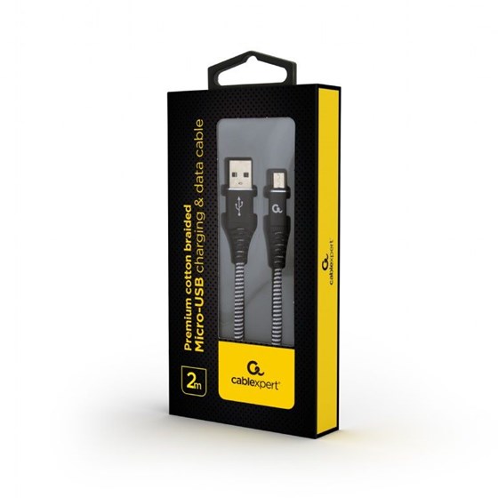 Kabel USB A - MicroUSB, 2m, 2.1A, 480Mbps, Gembird, CC-USB2B-AMmBM-2M-BW