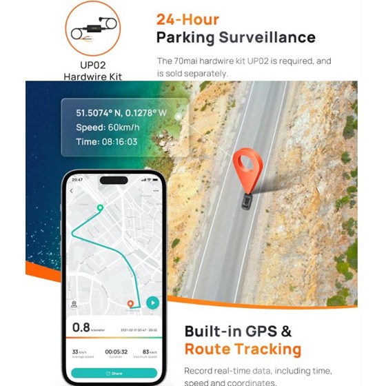 70mai A500S Pro Plus + RC06 - Dash Cam set auto kamera