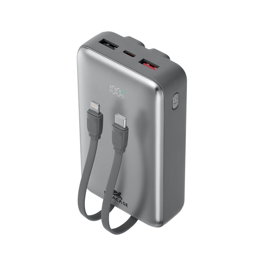Powerbank RIVACASE VA2612 20000 mAh Turbo ENG PD 30W with 2 built-in cables power bank, 12/24