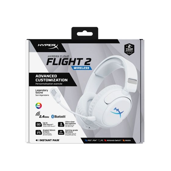 HyperX Cloud Flight 2 – bežične gaming slušalice (bijele) B5VC5AA