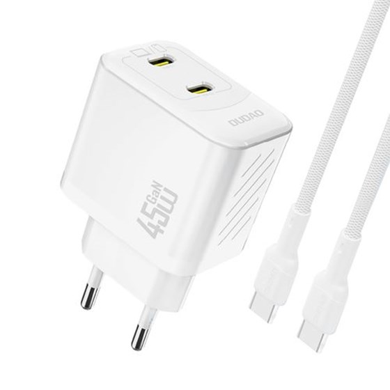 Univerzalni punjač Dudao 45W 2x USB C, + USB C kabel 1m bijeli, TZCCSUP-L01