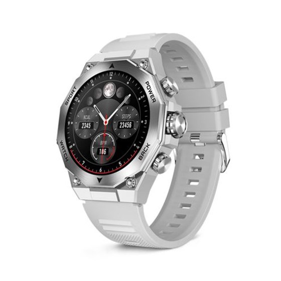 KSIX, smartwatch Titanium, 1.43” AMOLED, 2 remena, 5 dana aut., srebrni