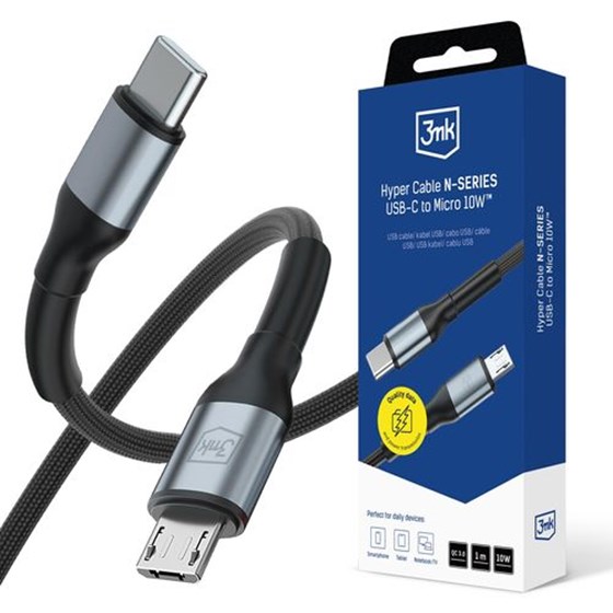 Kabel USB C - MicroUSB, 1m 5V/2A 10W QC 3.0, 3mk Hyper Cable