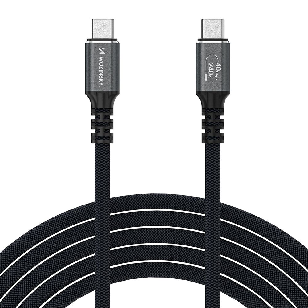 Kabel USB C - USB C 4K 144Hz / 8K 60Hz (DisplayPort Alt mode), 240W 40Gb/s (USB 4), 1.5m, Wozinsky WPS-UY415S, crni