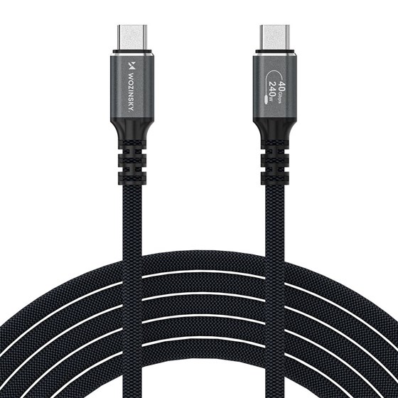 Kabel USB C - USB C 4K 144Hz / 8K 60Hz (DisplayPort Alt mode), 240W 40Gb/s (USB 4), 1.5m, Wozinsky WPS-UY415S, crni