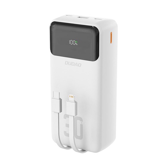 Powerbank 30000mAh 22.5", Dudao K15Max USB C / Lightning kabel, bijeli